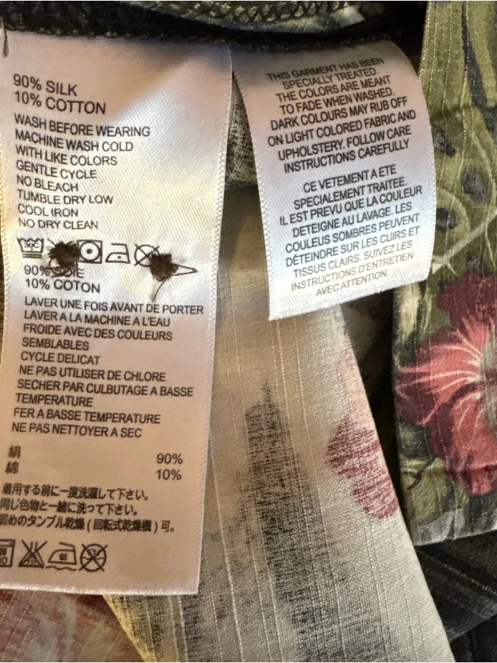 Tommy Bahama Silk Hawaiian Shirt XL Gray Floral Camp - Picture 8 of 8